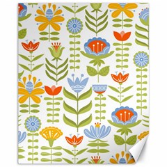 Seamless Pattern With Various Flowers Leaves Folk Motif Canvas 11  X 14  by Mog4mog4