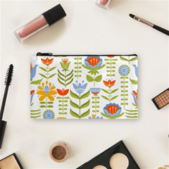 Seamless Pattern With Various Flowers Leaves Folk Motif Cosmetic Bag (small) by Mog4mog4