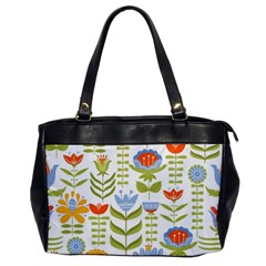 Seamless Pattern With Various Flowers Leaves Folk Motif Oversize Office Handbag by Mog4mog4