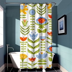 Seamless Pattern With Various Flowers Leaves Folk Motif Shower Curtain 36  X 72  (stall)  by Mog4mog4