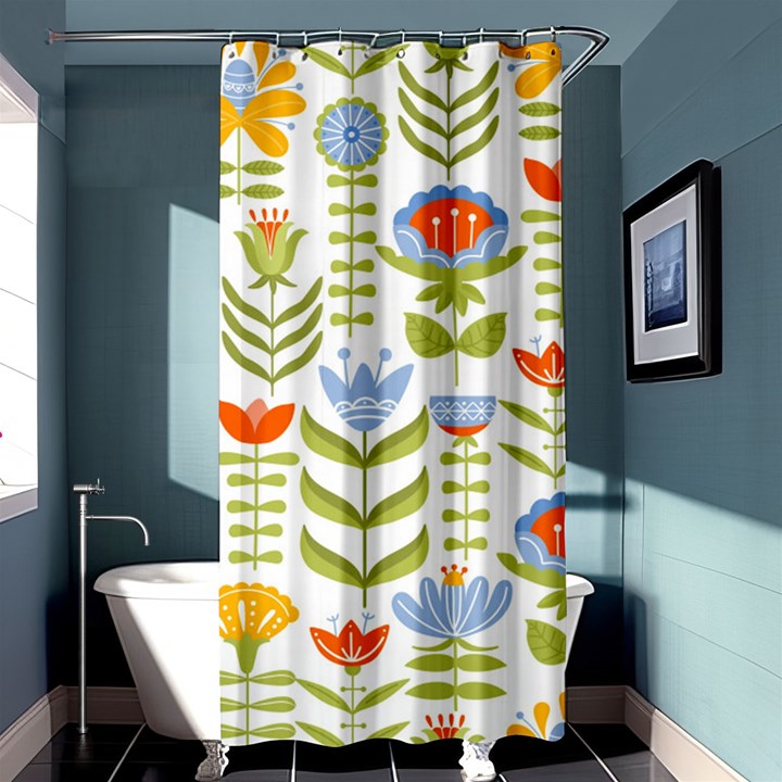 Seamless Pattern With Various Flowers Leaves Folk Motif Shower Curtain 36  x 72  (Stall) 