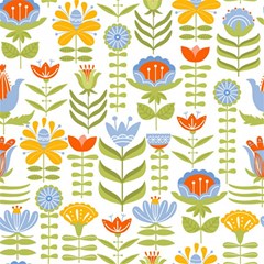 Seamless Pattern With Various Flowers Leaves Folk Motif Play Mat (square) by Mog4mog4