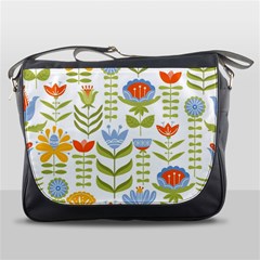 Seamless Pattern With Various Flowers Leaves Folk Motif Messenger Bag by Mog4mog4