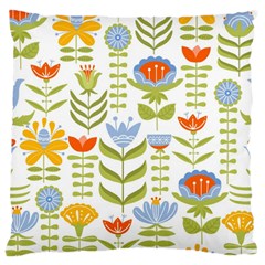 Seamless Pattern With Various Flowers Leaves Folk Motif Large Cushion Case (two Sides) by Mog4mog4