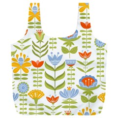 Seamless Pattern With Various Flowers Leaves Folk Motif Full Print Recycle Bag (xxl) by Mog4mog4