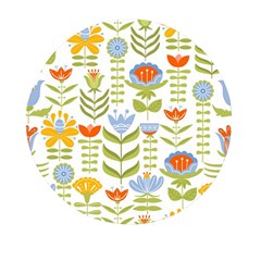 Seamless Pattern With Various Flowers Leaves Folk Motif Mini Round Pill Box (pack Of 3) by Mog4mog4