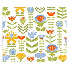 Seamless Pattern With Various Flowers Leaves Folk Motif Premium Plush Fleece Blanket (small) by Mog4mog4