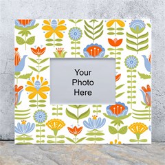 Seamless Pattern With Various Flowers Leaves Folk Motif White Wall Photo Frame 5  X 7  by Mog4mog4