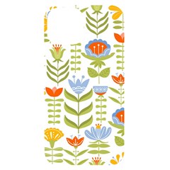 Seamless Pattern With Various Flowers Leaves Folk Motif Iphone 14 Black Uv Print Case by Mog4mog4