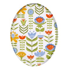 Seamless Pattern With Various Flowers Leaves Folk Motif Oval Glass Fridge Magnet (4 Pack) by Mog4mog4