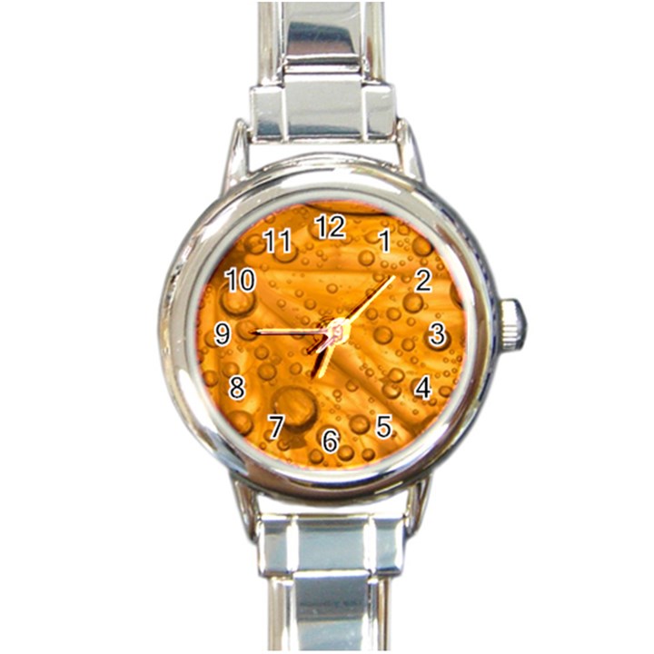 Lime Water Bubbles Macro Light Detail Background Round Italian Charm Watch