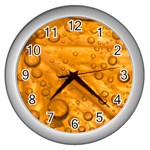 Lime Water Bubbles Macro Light Detail Background Wall Clock (Silver) Front