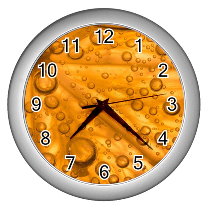 Lime Water Bubbles Macro Light Detail Background Wall Clock (Silver)