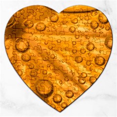 Lime Water Bubbles Macro Light Detail Background Jigsaw Puzzle (Heart)