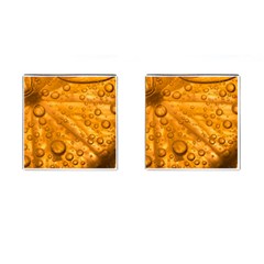 Lime Water Bubbles Macro Light Detail Background Cufflinks (Square)