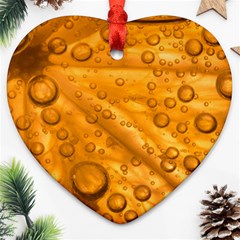 Lime Water Bubbles Macro Light Detail Background Heart Ornament (Two Sides)