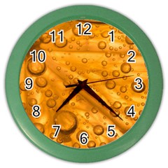 Lime Water Bubbles Macro Light Detail Background Color Wall Clock