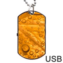 Lime Water Bubbles Macro Light Detail Background Dog Tag USB Flash (One Side)