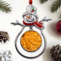 Lime Water Bubbles Macro Light Detail Background Metal Snowman Ornament