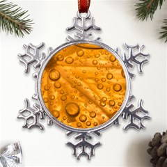 Lime Water Bubbles Macro Light Detail Background Metal Large Snowflake Ornament by Mog4mog4