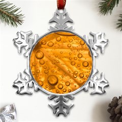 Lime Water Bubbles Macro Light Detail Background Metal Small Snowflake Ornament by Mog4mog4