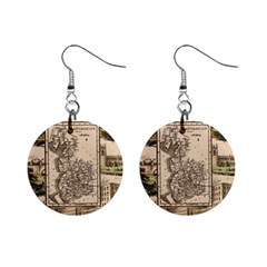 Antique Map Railway Lines Railway Train Char Mini Button Earrings by Mog4mog4