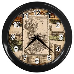 Antique Map Railway Lines Railway Train Char Wall Clock (black) by Mog4mog4