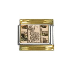 Antique Map Railway Lines Railway Train Char Gold Trim Italian Charm (9mm) by Mog4mog4