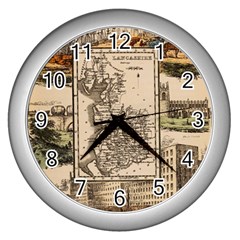 Antique Map Railway Lines Railway Train Char Wall Clock (silver) by Mog4mog4