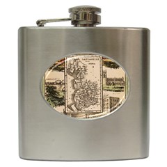 Antique Map Railway Lines Railway Train Char Hip Flask (6 Oz) by Mog4mog4