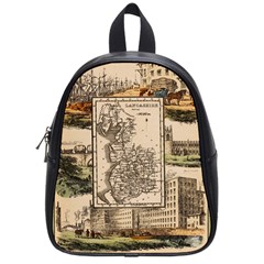 Antique Map Railway Lines Railway Train Char School Bag (small) by Mog4mog4