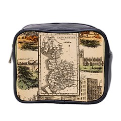 Antique Map Railway Lines Railway Train Char Mini Toiletries Bag (two Sides) by Mog4mog4