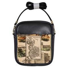 Antique Map Railway Lines Railway Train Char Girls Sling Bag by Mog4mog4