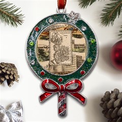 Antique Map Railway Lines Railway Train Char Metal X mas Lollipop With Crystal Ornament