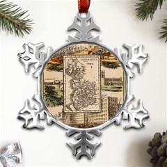 Antique Map Railway Lines Railway Train Char Metal Small Snowflake Ornament by Mog4mog4