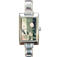 Spring Floral Plants Foliage Minimal Minimalist Rectangle Italian Charm Watch by Mog4mog4