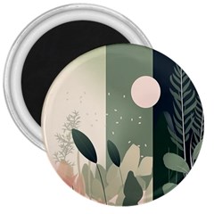 Spring Floral Plants Foliage Minimal Minimalist 3  Magnets by Mog4mog4