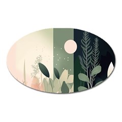 Spring Floral Plants Foliage Minimal Minimalist Oval Magnet by Mog4mog4