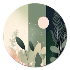 Spring Floral Plants Foliage Minimal Minimalist Magnet 5  (round) by Mog4mog4