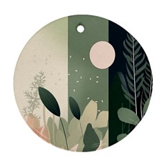 Spring Floral Plants Foliage Minimal Minimalist Round Ornament (two Sides) by Mog4mog4