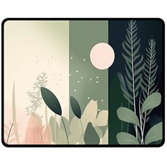 Spring Floral Plants Foliage Minimal Minimalist Fleece Blanket (medium) by Mog4mog4