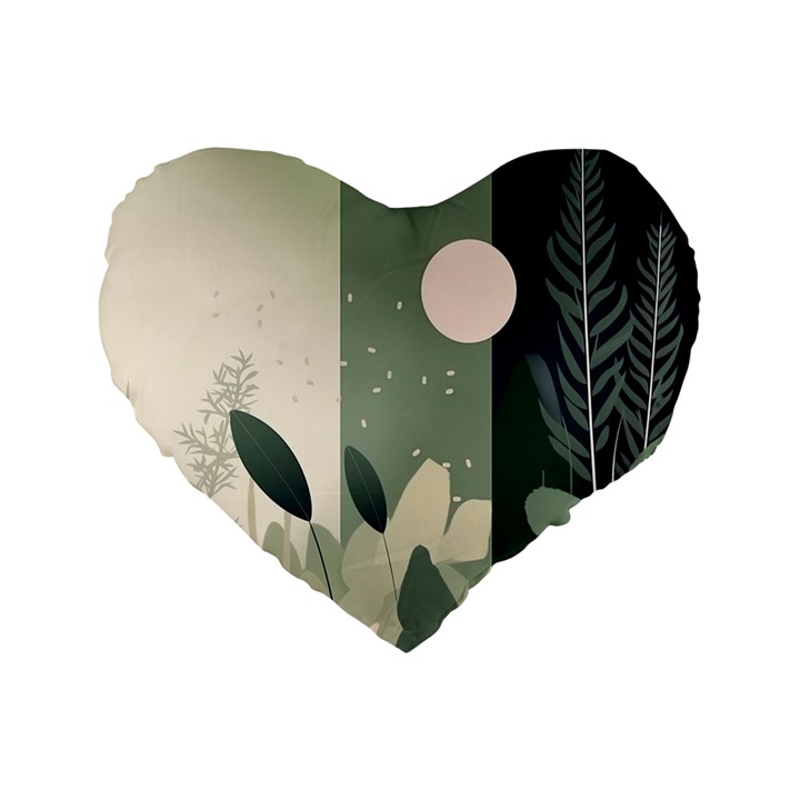 Spring Floral Plants Foliage Minimal Minimalist Standard 16  Premium Heart Shape Cushions