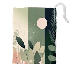 Spring Floral Plants Foliage Minimal Minimalist Drawstring Pouch (4xl) by Mog4mog4