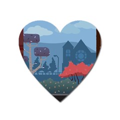 Town Vector Illustration Illustrator City Urban Heart Magnet by Mog4mog4