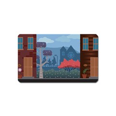 Town Vector Illustration Illustrator City Urban Magnet (name Card) by Mog4mog4