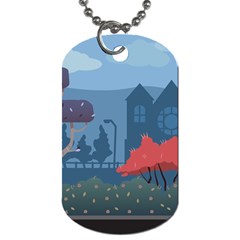 Town Vector Illustration Illustrator City Urban Dog Tag (one Side) by Mog4mog4