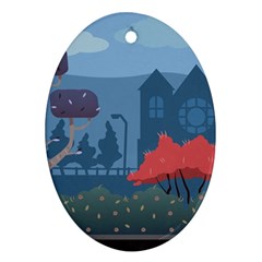 Town Vector Illustration Illustrator City Urban Oval Ornament (two Sides) by Mog4mog4