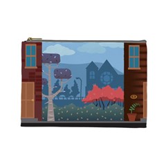 Town Vector Illustration Illustrator City Urban Cosmetic Bag (large) by Mog4mog4