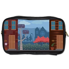 Town Vector Illustration Illustrator City Urban Toiletries Bag (two Sides) by Mog4mog4