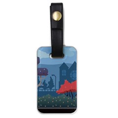 Town Vector Illustration Illustrator City Urban Luggage Tag (one Side) by Mog4mog4